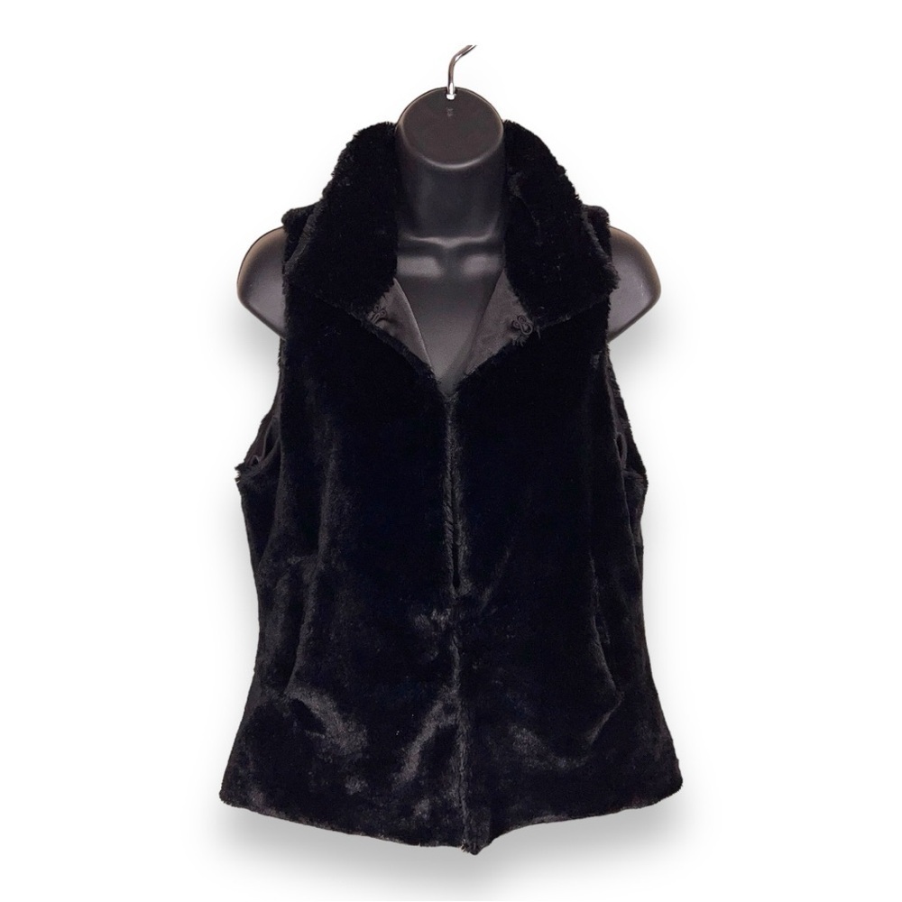 SMALL APT 9 BLACK FAUX FUR VEST SLEEVELESS GOTH JACKET